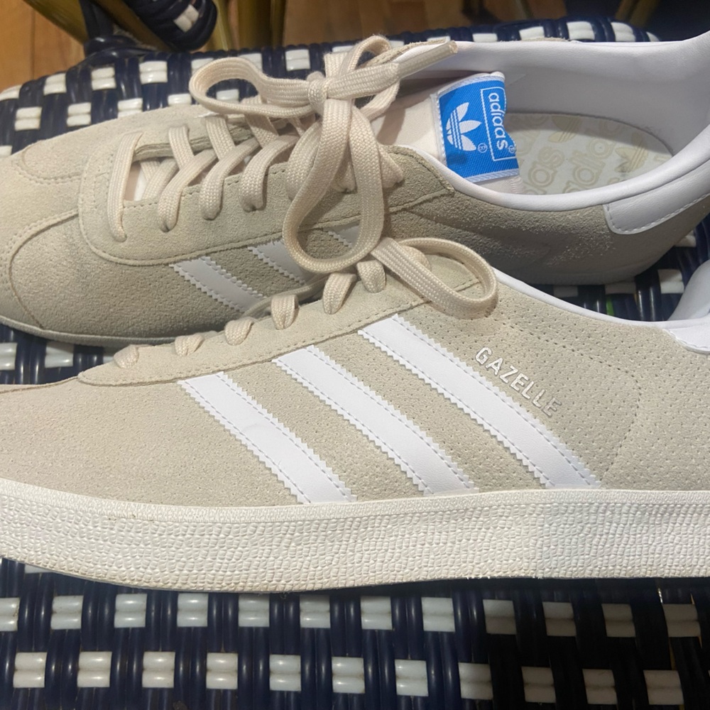 Adidas Tan and White Sneakers Retro Design